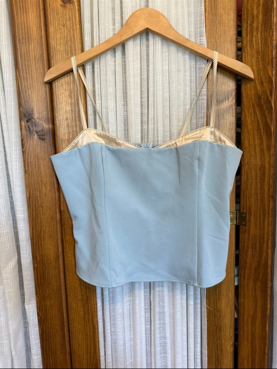 Reformation Tops - Light Blue Satin-Trim Camisole Top